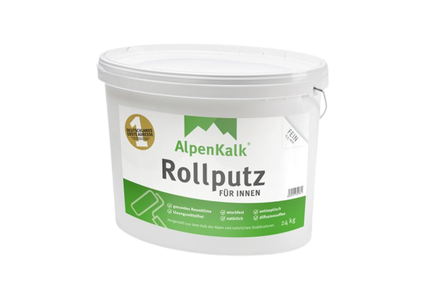 Eimer mit AlpenKalk Rollputz fuer Innen mit 24kg Inhalt