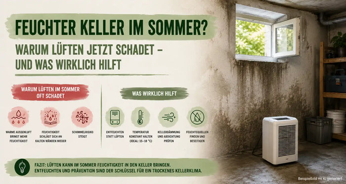 Feuchter Keller im Sommer? Warum Lüften jetzt schadet – und was wirklich hilft