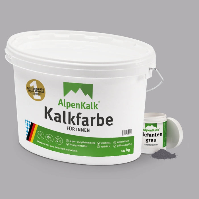 Kalkfarbe INNEN Elefanten-Grau 14 kg (65 m²)