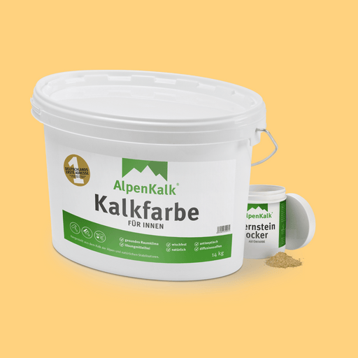 Bundle Alpenkalk Kalkfarbe fuer Innen 14kg mit Pigment Abtoenfarbe Bernsteinocker 