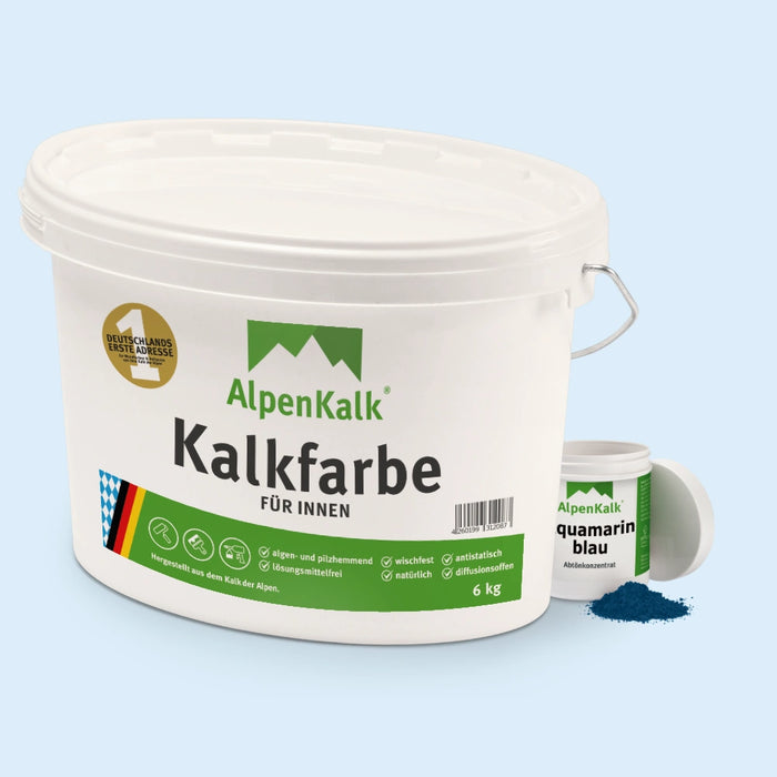 Kalkfarbe INNEN 6 kg Aquamarin-Blau (30 m²)