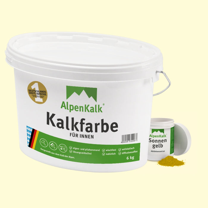Kalkfarbe INNEN 6 kg Sonnen-Gelb (30 m²)
