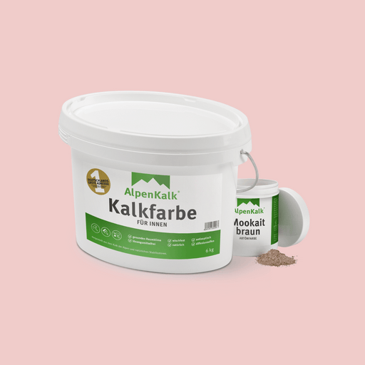 Bundle Alpenkalk Kalkfarbe fuer Innen und Abtoenfarbe Mookaitbraun