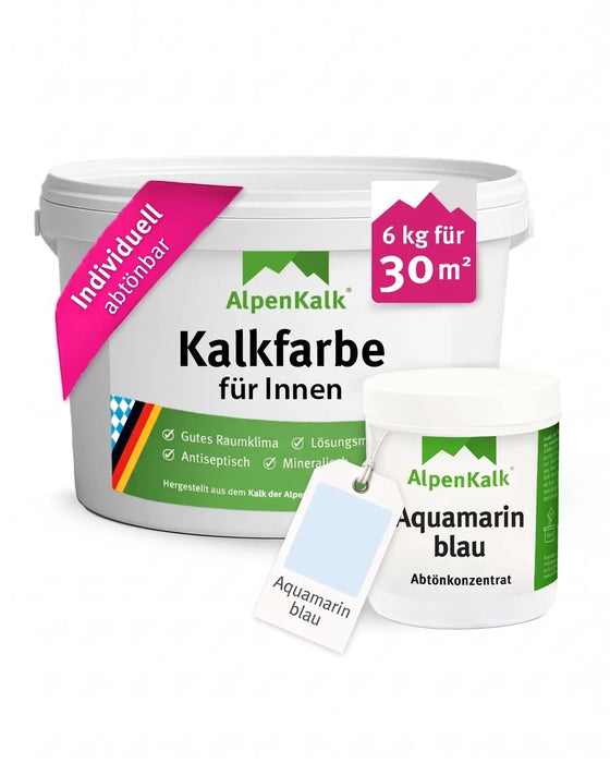 Kalkfarbe INNEN 6 kg Aquamarin-Blau (30 m²)