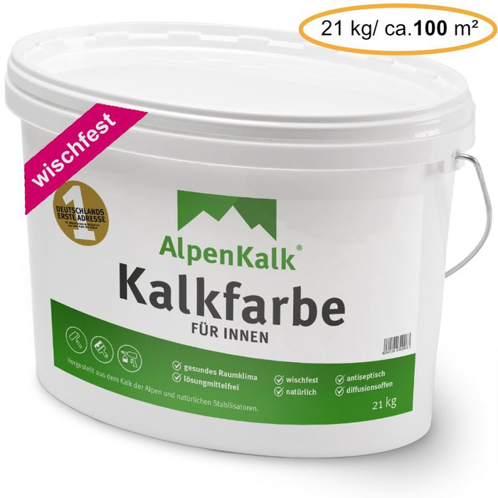 21kg Eimer Kalkfarbe fuer Innen von AlpenKalk reicht fuer 100qm