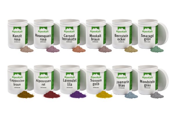Die verschiedenen Farbpigmente für die Alpenkalk Kalkfarbe