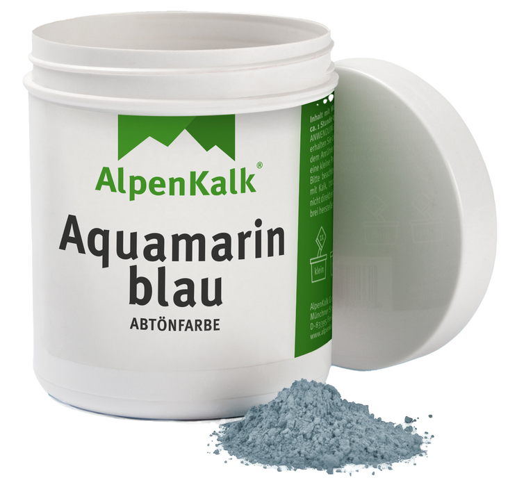 Pigmente als Abtoenfarbe in Aquamarin-Blau von AlpenKalk