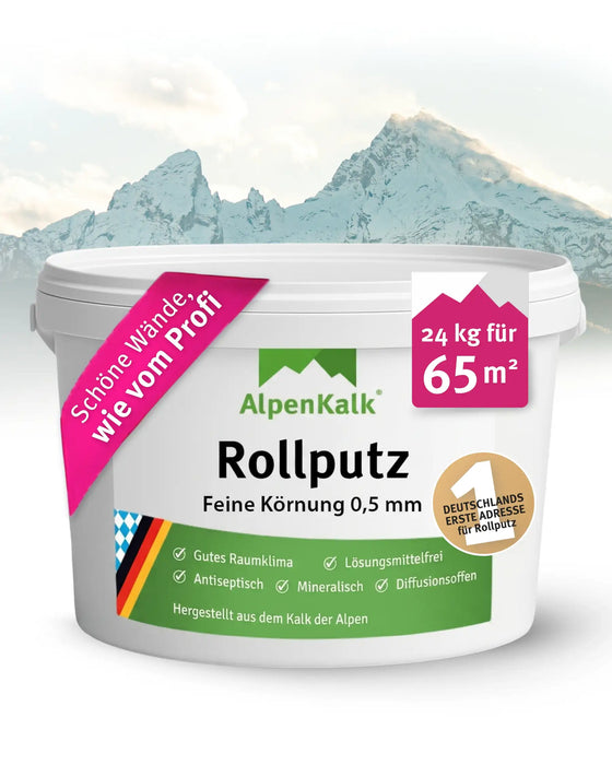 Rollputz fein (0,5 mm) jetzt 24 kg (20+4) / ca. 65 m²