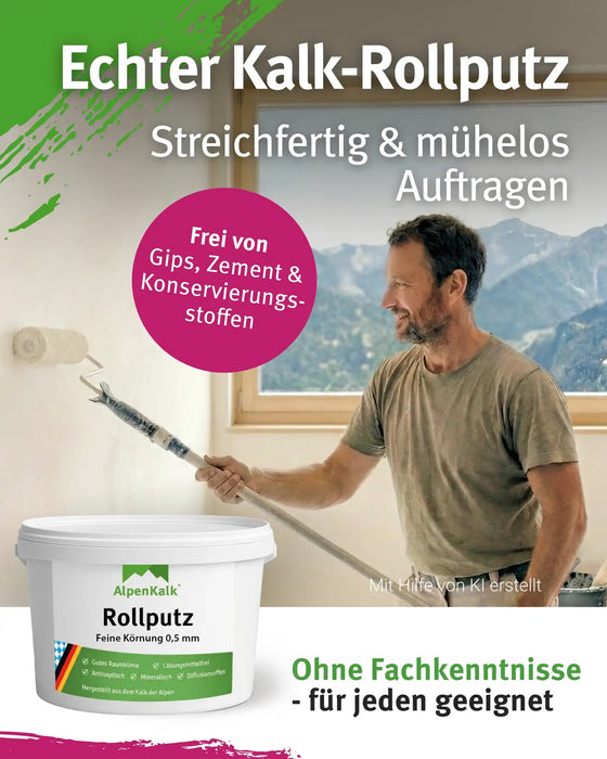 Rollputz fein (0,5 mm) jetzt 24 kg (20+4) / ca. 65 m²