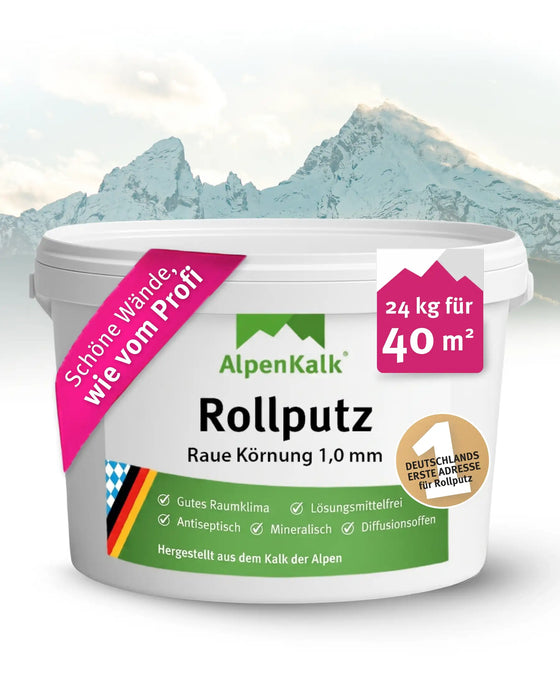 Rollputz rau (1,0 mm) jetzt 24 kg (20+4) / ca. 40 m²