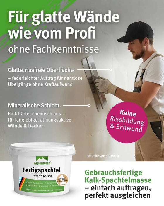 AlpenKalk Fertigspachtel jetzt 15 kg (12 + 3 kg)