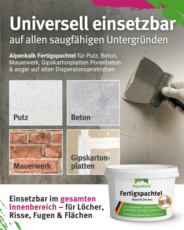 AlpenKalk Fertigspachtel jetzt 1,5 kg (1 + 0,5)