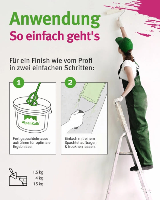 AlpenKalk Fertigspachtel jetzt 4 kg (3 + 1 kg)