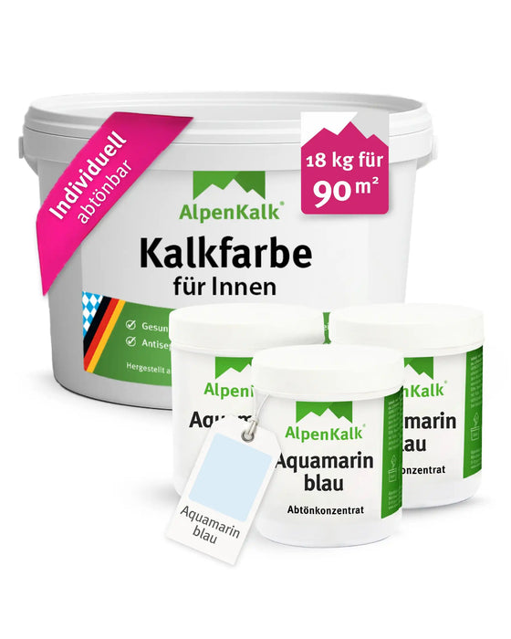 Kalkfarbe INNEN 18 kg Aquamarin-Blau (90 m²)