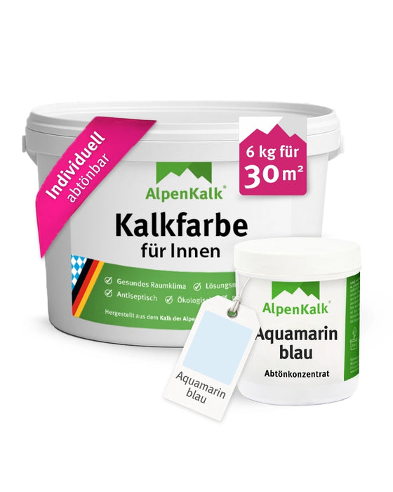 Kalkfarbe INNEN 6 kg Aquamarin-Blau (30 m²)