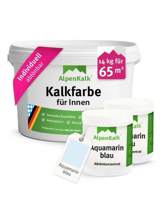 Kalkfarbe INNEN 14 kg Aquamarin-Blau (65 m²)