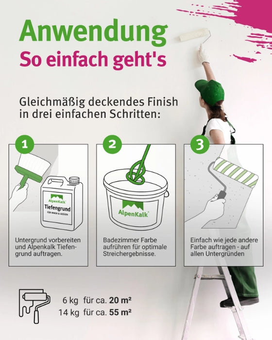 Badezimmer Farbe - Kalkfarbe 6 kg  / ca. 20 m²