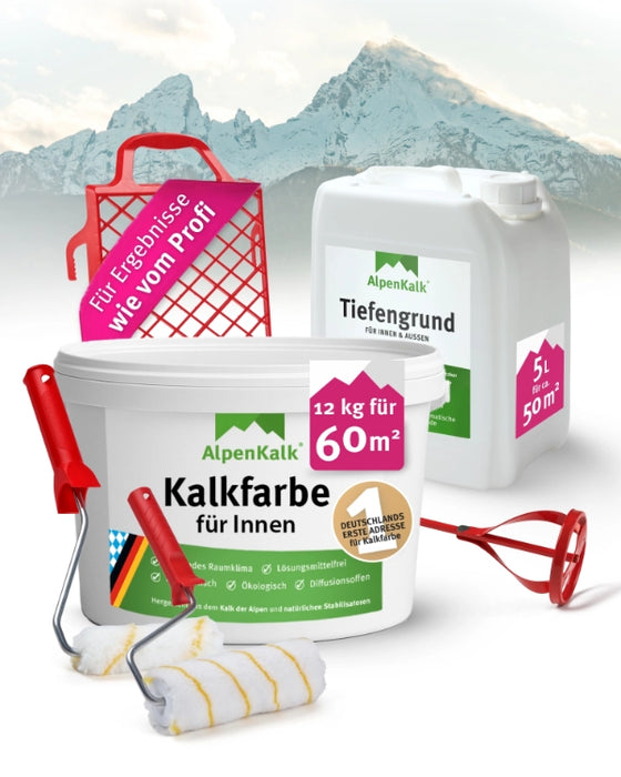 Kalkfarbe INNEN 12 kg (ca. 60 m ²) Starterpaket