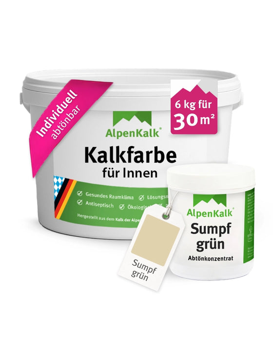 Kalkfarbe INNEN Sumpf-Grün 6 kg (30 m²)