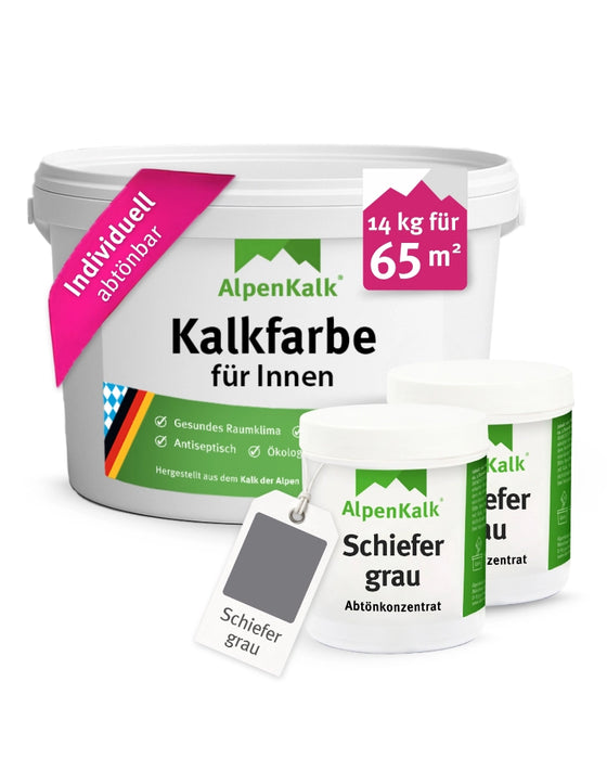 Kalkfarbe INNEN Schiefer-Grau 14 kg (65 m²)