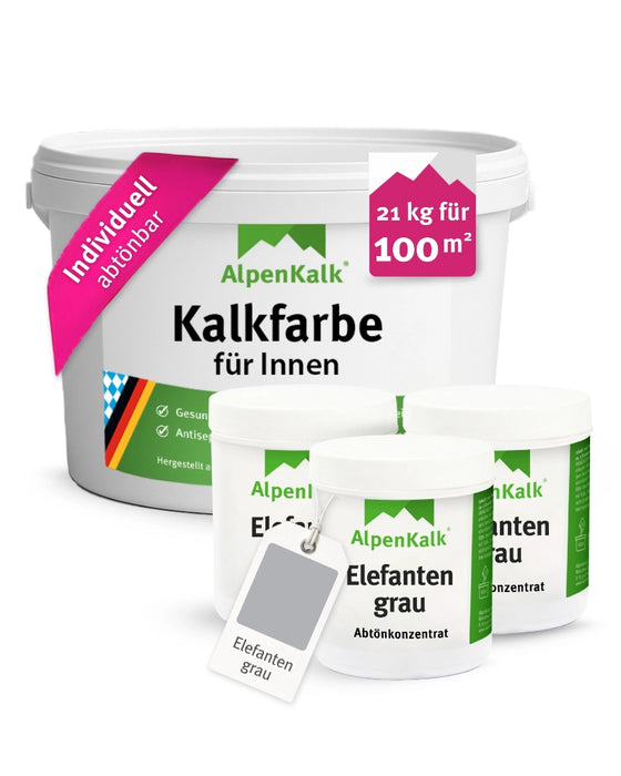 Kalkfarbe INNEN Elefanten-Grau 21 kg (100 m²)