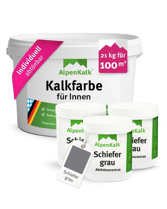 Kalkfarbe INNEN Schiefer-Grau 21 kg (100 m²)
