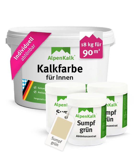 Kalkfarbe INNEN Sumpf-Grün 18 kg (90 m²)