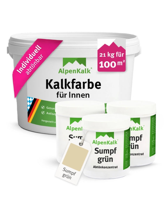 Kalkfarbe INNEN Sumpf-Grün 21 kg (100 m²)