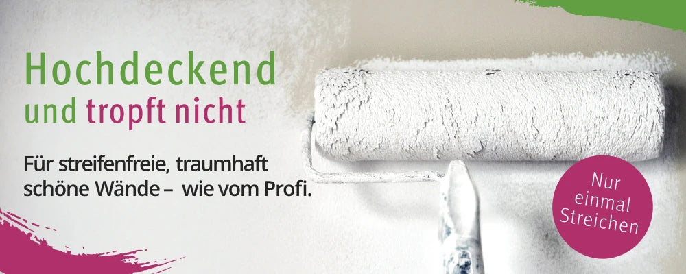 Wandanstrich mit hochdeckender AlpenKalk Kalkfarbe tropft nicht, streifenfrei und deckt mit nur einem Anstrich wie vom Profi