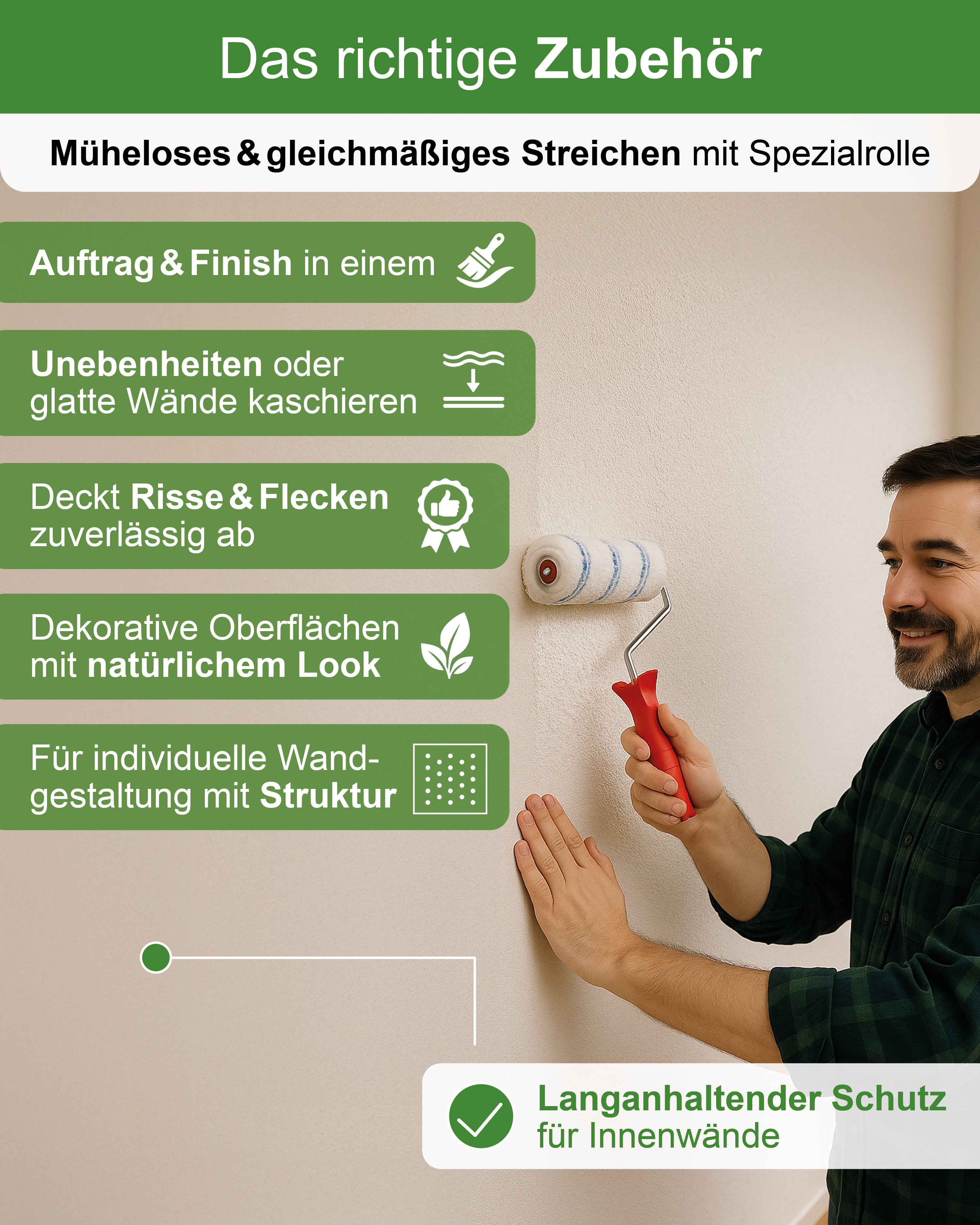 Rollputz fein (0,5 mm) jetzt 24 kg (20+4) / ca. 65 m²