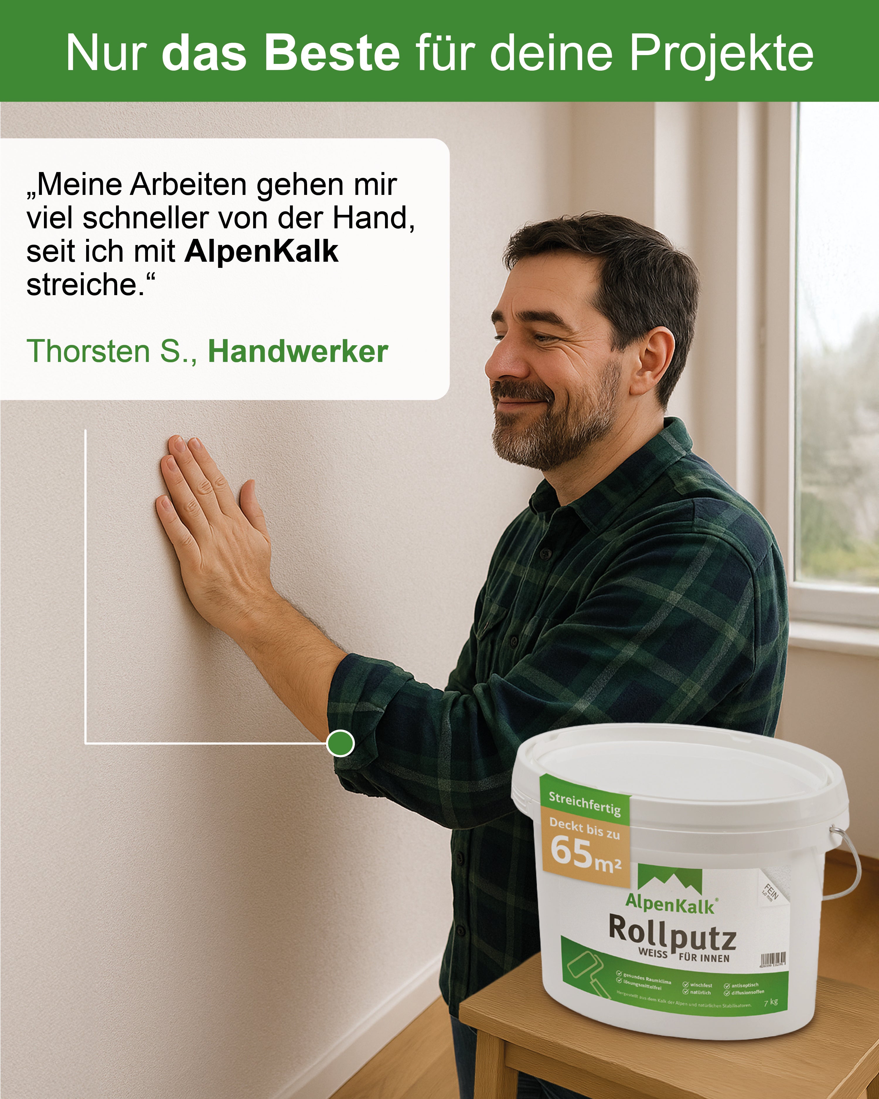 Rollputz fein (0,5 mm) jetzt 24 kg (20+4) / ca. 65 m²