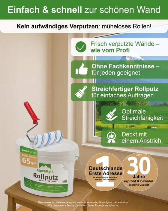 Rollputz fein (0,5 mm) jetzt 7 kg (5+2) / ca. 20 m²