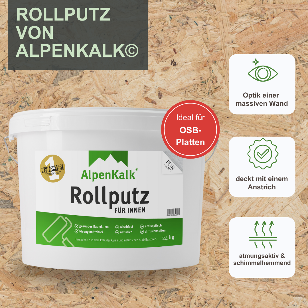 Rollputz Rollputz FEIN für OSB-Platten (ca. 65 m²) | AlpenKalk — AlpenKalk GmbH